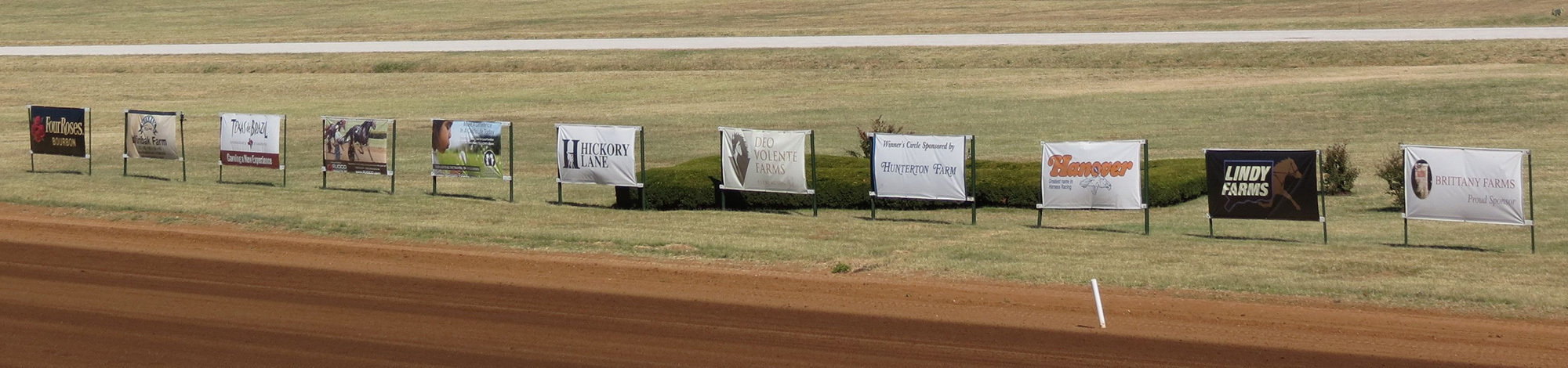 Sponsorship banners during the race